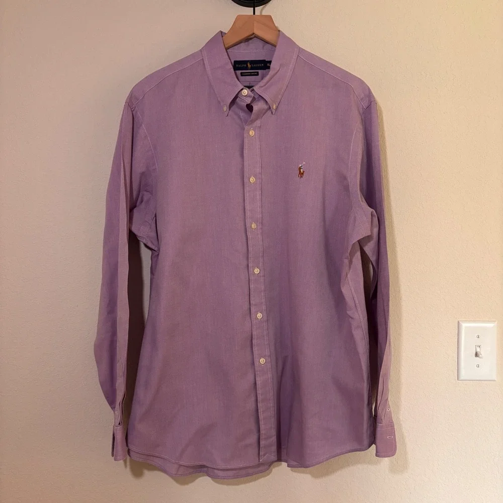 Ralph Lauren Shirt Chambray Oxford XL 100% Cotton Purple Preppy Old Money Men